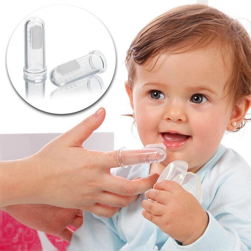 Baby Vinger Tandenborstel Met Doos Zachte Siliconen Tanden Clear Massage Kinderen Zuigeling Rubberen Borstel Set