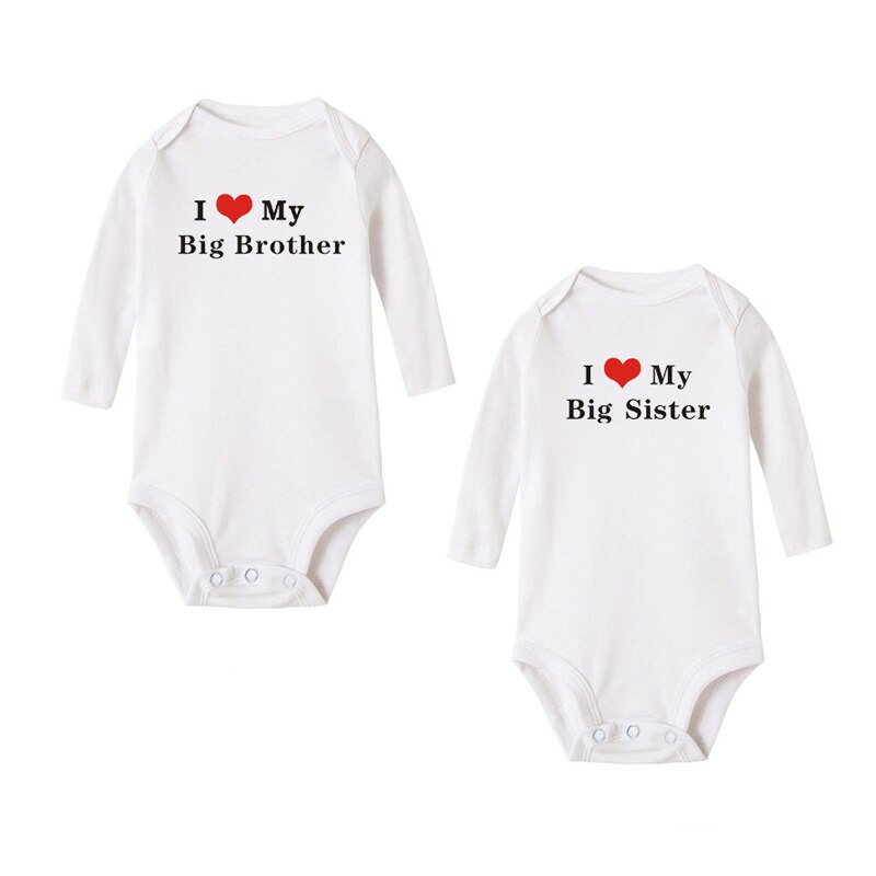 IK Hou Mijn Grote Zus Grote Broer Grappige Baby Bodysuit Katoen Lange Mouwen Body Baby Meisje Onesie Baby Baby Boy jumpsuit Kleding