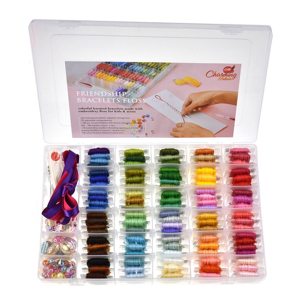 Kids Embroidery Floss Thread DIY Cross Stitch Kit Letter Beads Ribbons Friendship Bracelet String Sewing Kit: Default Title