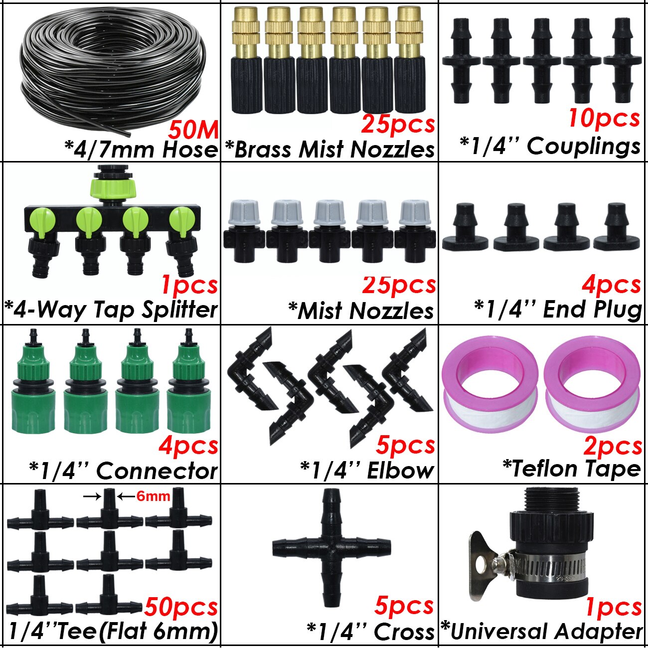 SPRYCLE 5-50m Gewächshaus Garten 1/4 "Schlauch Automatische Mikro Bewässerung Bausatz Tropf Bewässerung System Einstellbar Durcheinander Zerstäubung düse