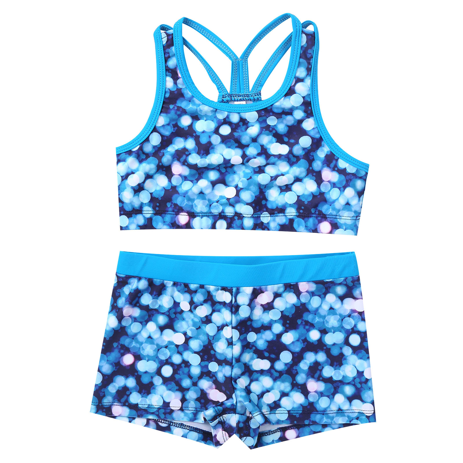 Meninas duas peças impresso maiôs de banho tanque + shorts crianças fatos de treino ballet ginásio roupas de verão das crianças fatos de banho