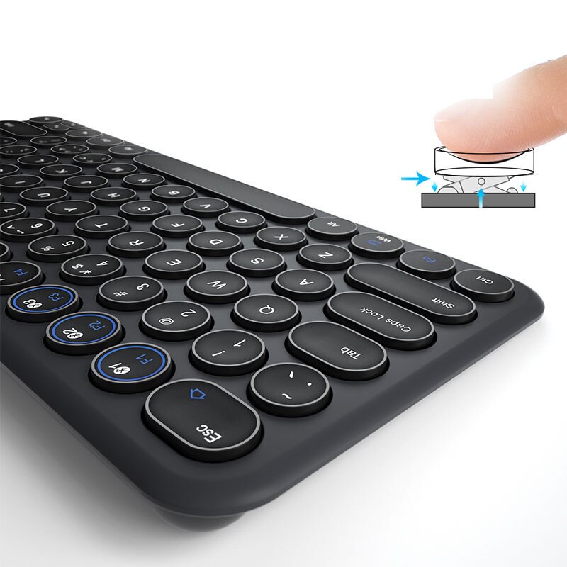 Tablet Bluetooth Toetsenbord Ronde Keycap Draadloze Gaming Toetsenbord Voor Mac Chrome Os Windows Iphone Ipad Android
