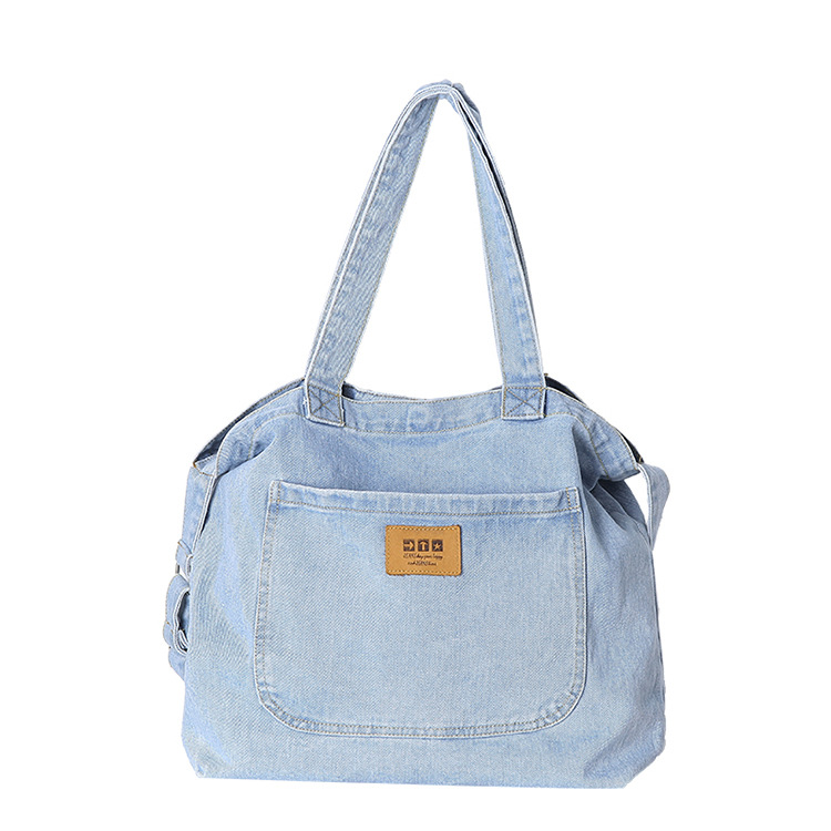 Denim crossbody väskor för kvinnor canvas jeans blå axelväska topphandtag tote handväskor stora messenger resor bolsas mujer  b812: Default Title