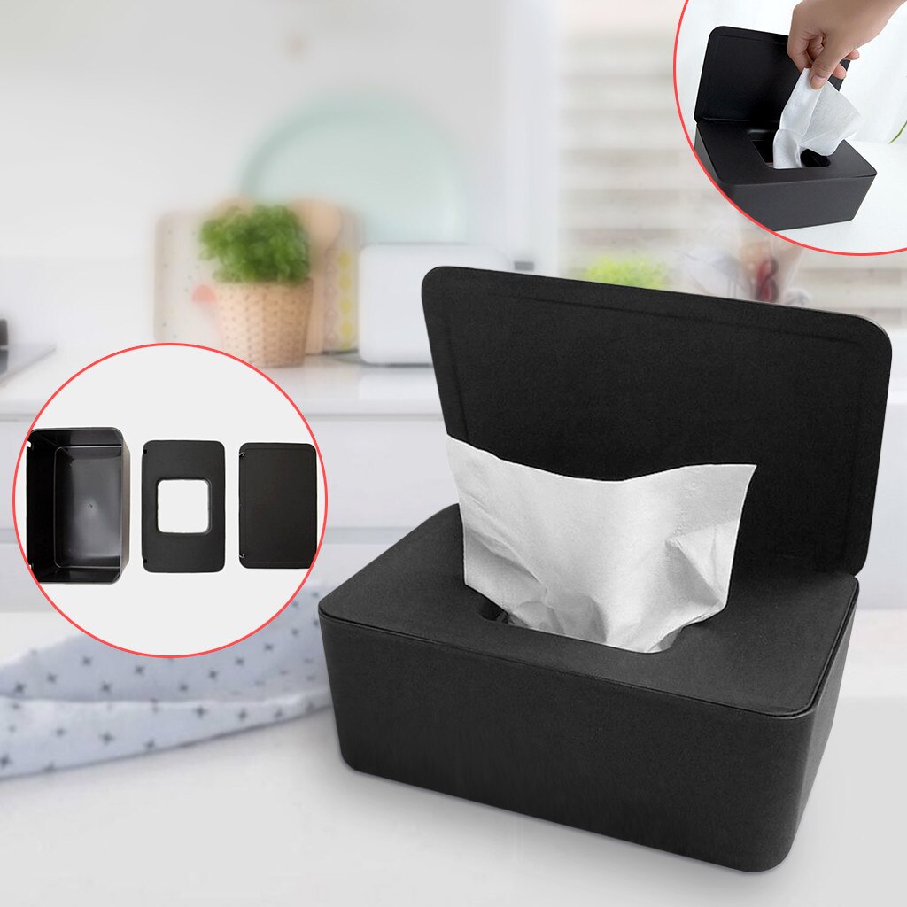 Wet Tissue Box Desktop Seal Baby Wipes Paper Storage Box Dispenser Holder Household Plastic Dust-proof With Lid Tissue Box