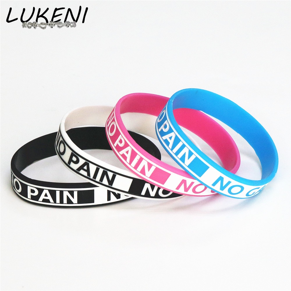 LUKENI offre spéciale 4PC Bracelet en Silicone pas de douleur pas de GAIN Motivation Bracelet en Silicone taille adulte 4 couleurs SH082