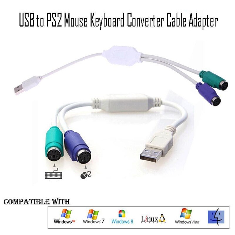 USB To PS2 USB-To-PS2 Computer Keyboard And Mouse Adapter Connection Y Cable Cord