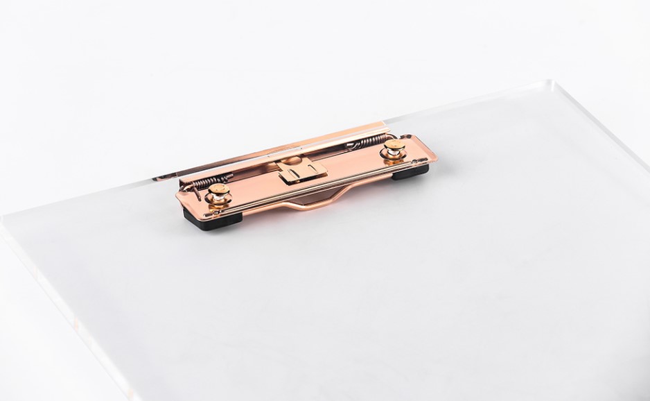 3pcs/setClear Memo Pad Note Holder+ Clear Acrylic Clipboard+Acrylic Stapler desk kit: R Clipboard