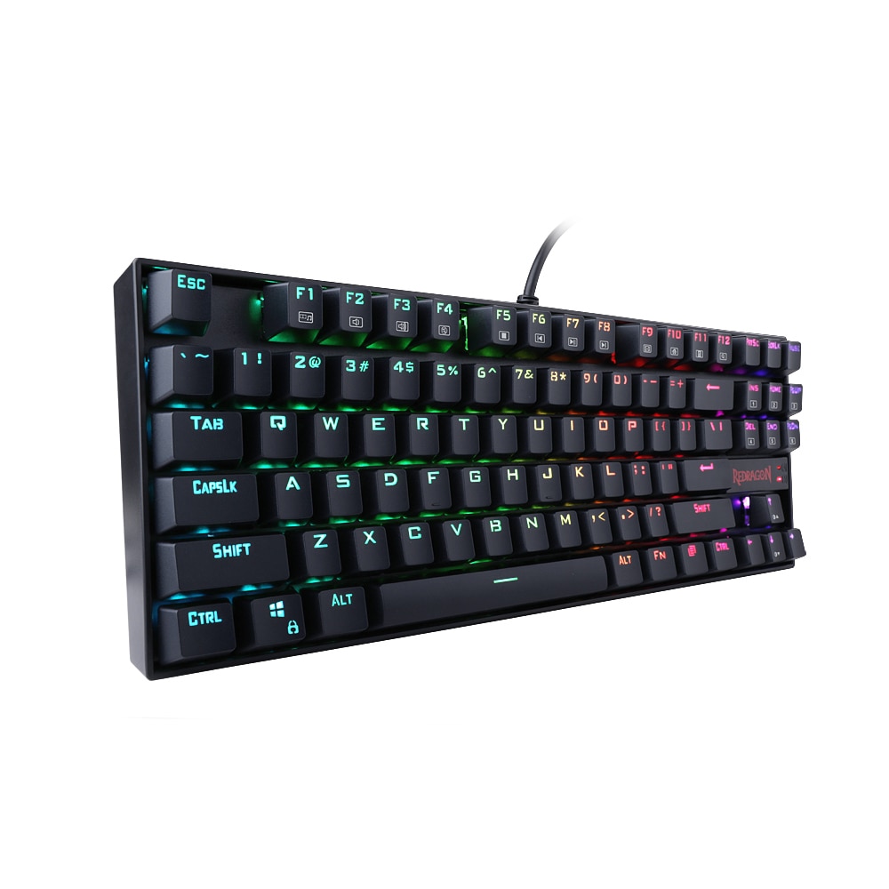 Redragon k552 teclado de jogo, teclado mecânico 87 teclas rgbled retroiluminado para computador mecânico com interruptores azuis