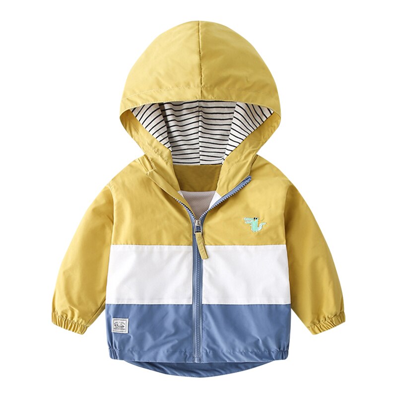 Mudkingdom Jongens Hooded Jassen Cartoon Dinosaurus Mode Patchwork Lange Mouwen Losse Kids Kleding 2 Tot 6 Jaar Lente Jongen Tops: Yellow White / 6T