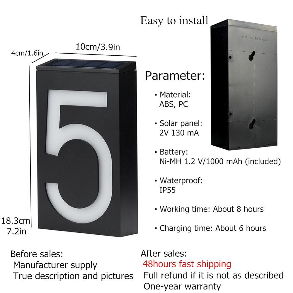 led solar lamp outdoor waterproof House Numbe Address Sign Solar Light Exterior House Number Doorplate Digital Flat Number