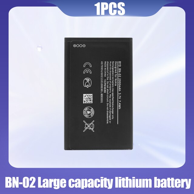 1-20 stück 3.7v bn -02 bn 02 bn02 für wiederaufladbare lithium-batterien nokia  xl 4g rm -1061 rm-1030 ersatz-handyakkus: 1 stck.