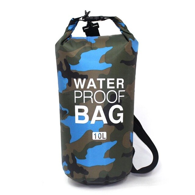 PVC Waterproof Dry Bag 10L 20L Camo Outdoor Diving Foldable Man Women Beach Swimming Bag Rafting River Ocean backpack: 10L Blue