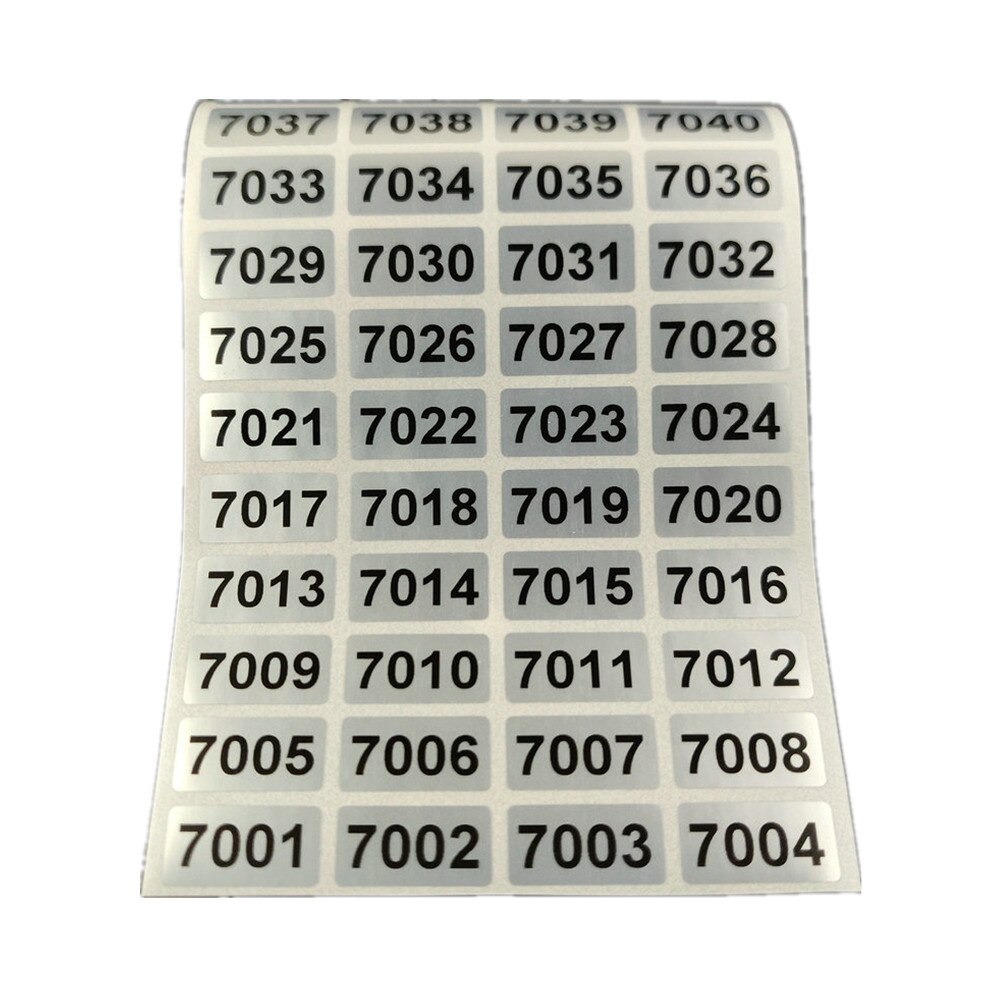 1000 etiketten Fortlaufende Nummer Inventar Lagerung Aufkleber Wasserdicht 20mm x 10mm 001 zu 10000 Für Wahl: 7001 zu 8000