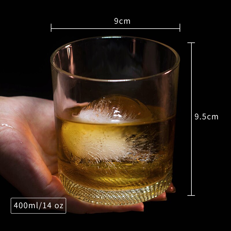 2/4 Pieces 400ML Grid Pattern Old Fashioned Glass Whisky Glass Set of 2/4