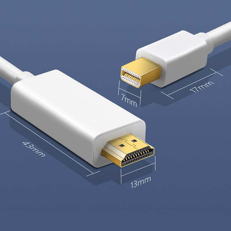 Mini DP to HDMI Cable Adapter 1080P 4k Thunderbolt HDMI Converter For Macbook Pro Air Mini Displayport to HDMI Adapter 1.8M