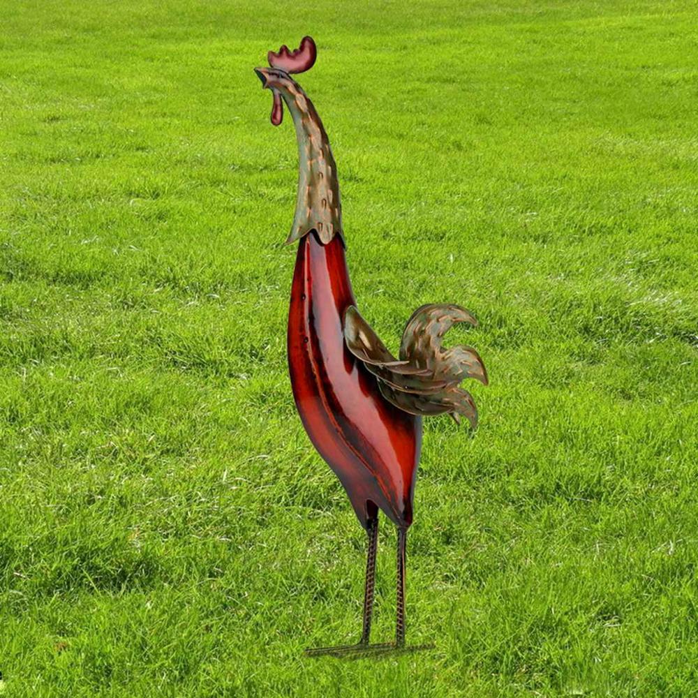 TOOARTS Statues Sculptures Iron Rooster Figurines Miniatures Metal Garden Statues Sculptures home decoration Handmade Crafts art