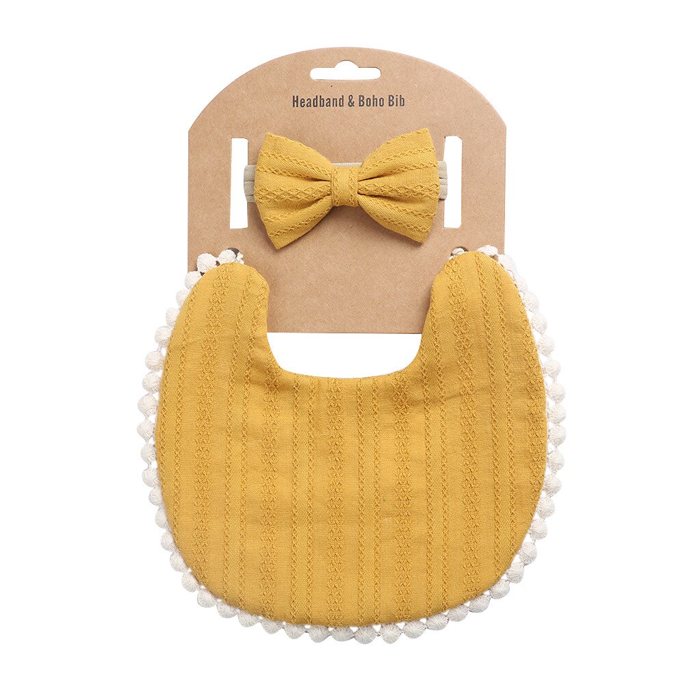 Baby Slabbetjes + Baby Hoofdbanden Set Katoen Bloemenprint Kant Burp Doeken Voor Baby Baby Spullen Pasgeborenen Baby Accessoires: DP021-1