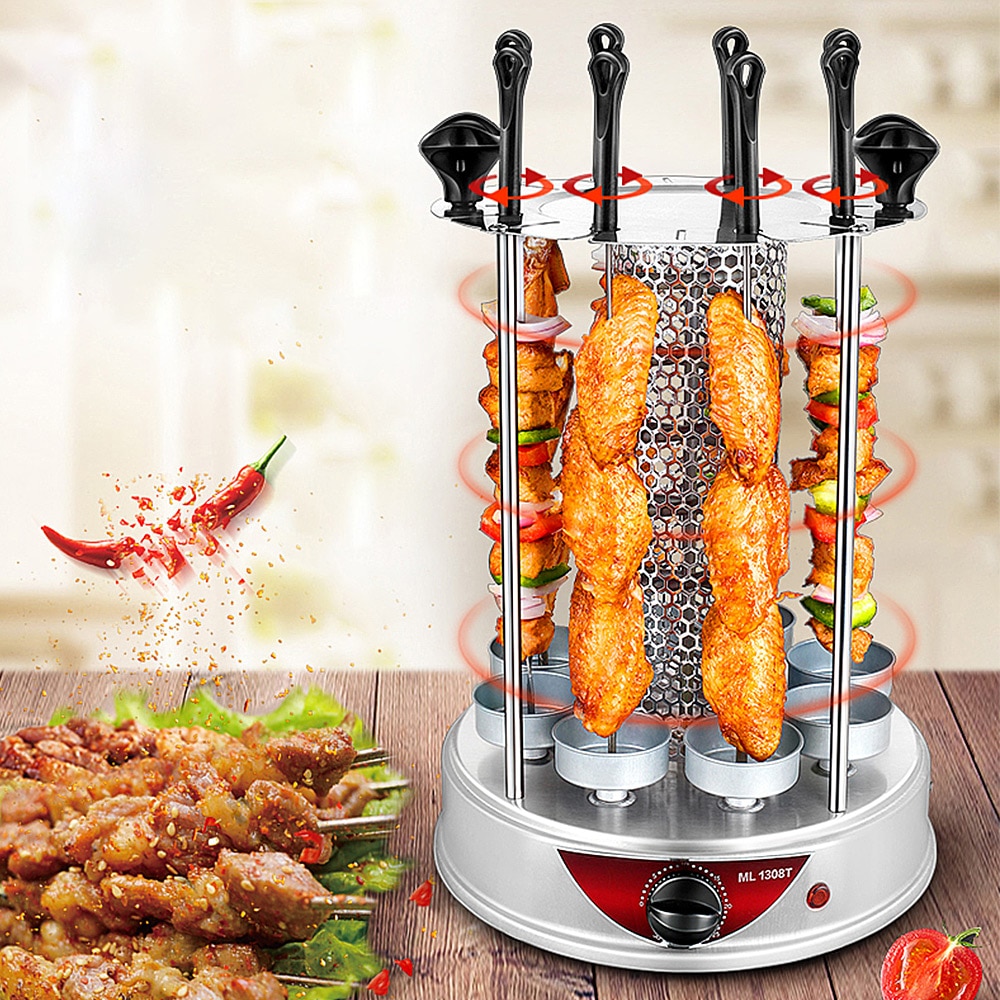 Elektriska rökfria grillspett automatisk roterande 10- -stifts grillmaskin