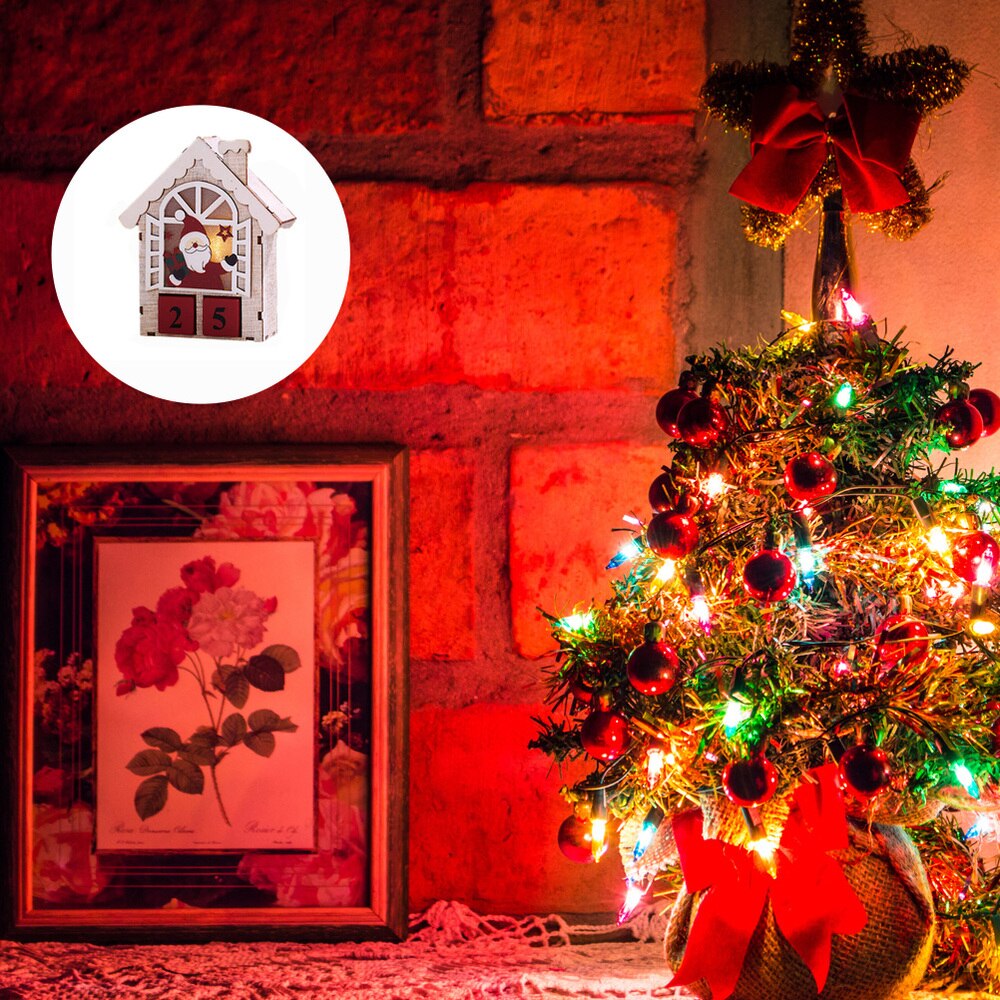1pc træ nedtællingskalender stereo julekalender ornament uden batteri: Assorteret farve 1