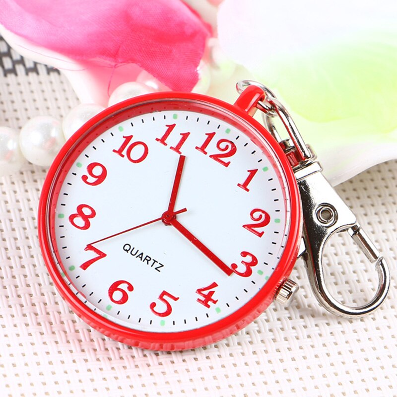 Quartz Pocket Watch Keychain Clocks Round Dial Portable Simple Pendant for Women Men H9