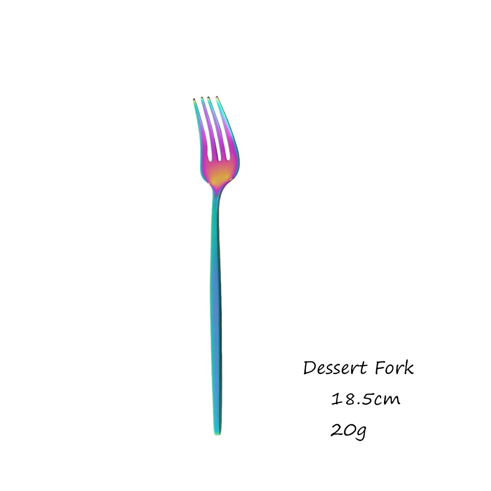 Vaisselle arc-en-ciel vaisselle ensemble de couverts en acier inoxydable de luxe couverts maison fourchette cuillère couteau cuisine dîner ensemble directe