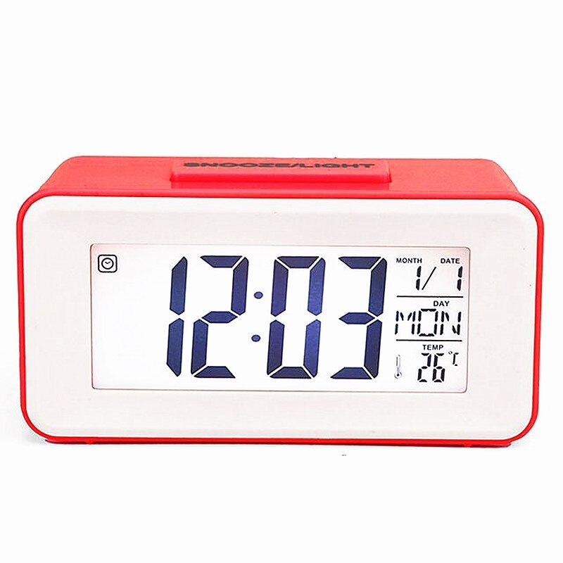 1PC Electronic Table Calendar LCD Desk Timer Digital Led Alarm Clocks Student Clocks With Week Snooze Thermometer: 1PC Red