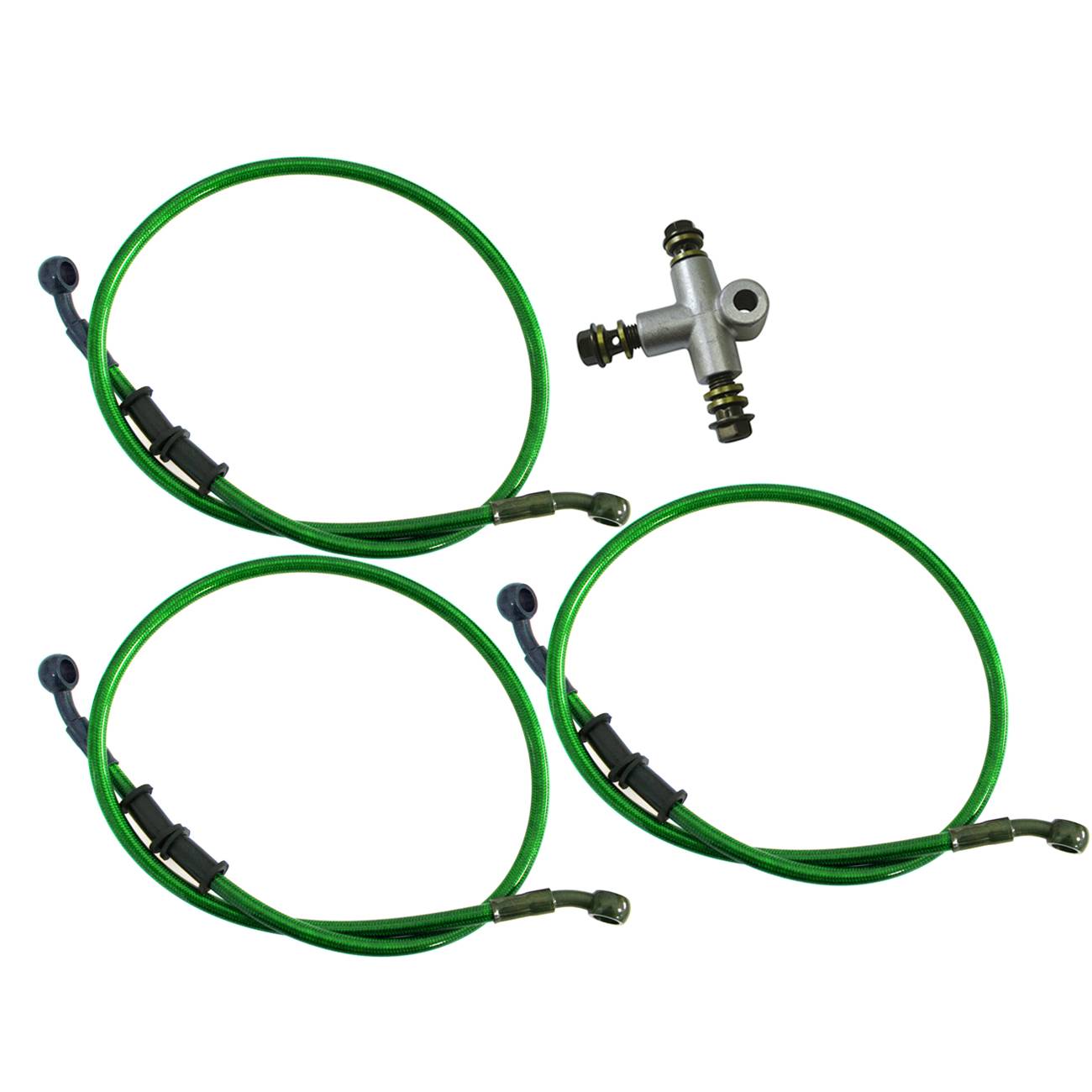 3 Way Adapter & 3x100 cm Fuel Line voor Motorfiets: Green