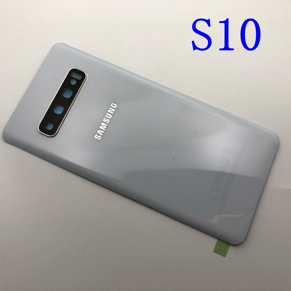 Posteriore di Vetro di Ricambio Per Samsung Galaxy S10 S10e S10 Più S10 + Copertura Posteriore Della Batteria del Portello Custodia di Cassa Della Macchina Fotografica di Vetro lente Telaio: S10 white