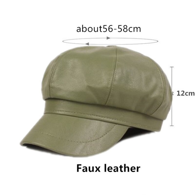SILOQIN Lady Brands Cap Autumn Winter Women's Hats PU Faux Leather Newsboy Caps Snapback Hat Female Student Hat
