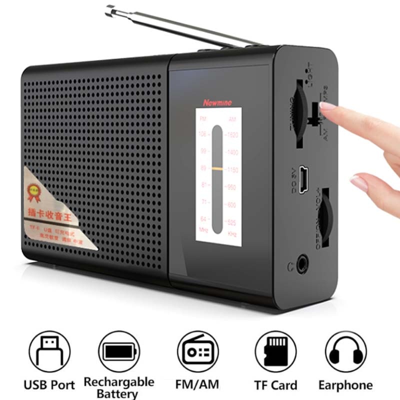 Mini FM AM Radio Ricevitore Portatile di Musica Payer con 3.5mm Per Cuffie Martinetti Supporto della Carta di TF U Disco di Gioco