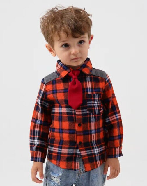 Kimocat Baby Boy Kleding 100% Katoen Lente Herfst Lange Mouw Kind Kids Jongens Plaid Tops Casual Kleding: syb1495 Red / 18m