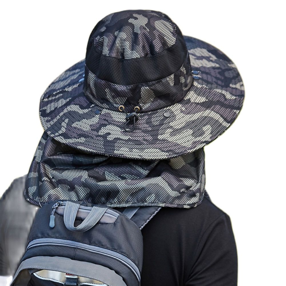 Summer Sun Hats Men Camouflage Large Bucket Cap Foldable Breathable Anti UV Sun-proof Hats outdoor Hiking Camping Fishing Cap
