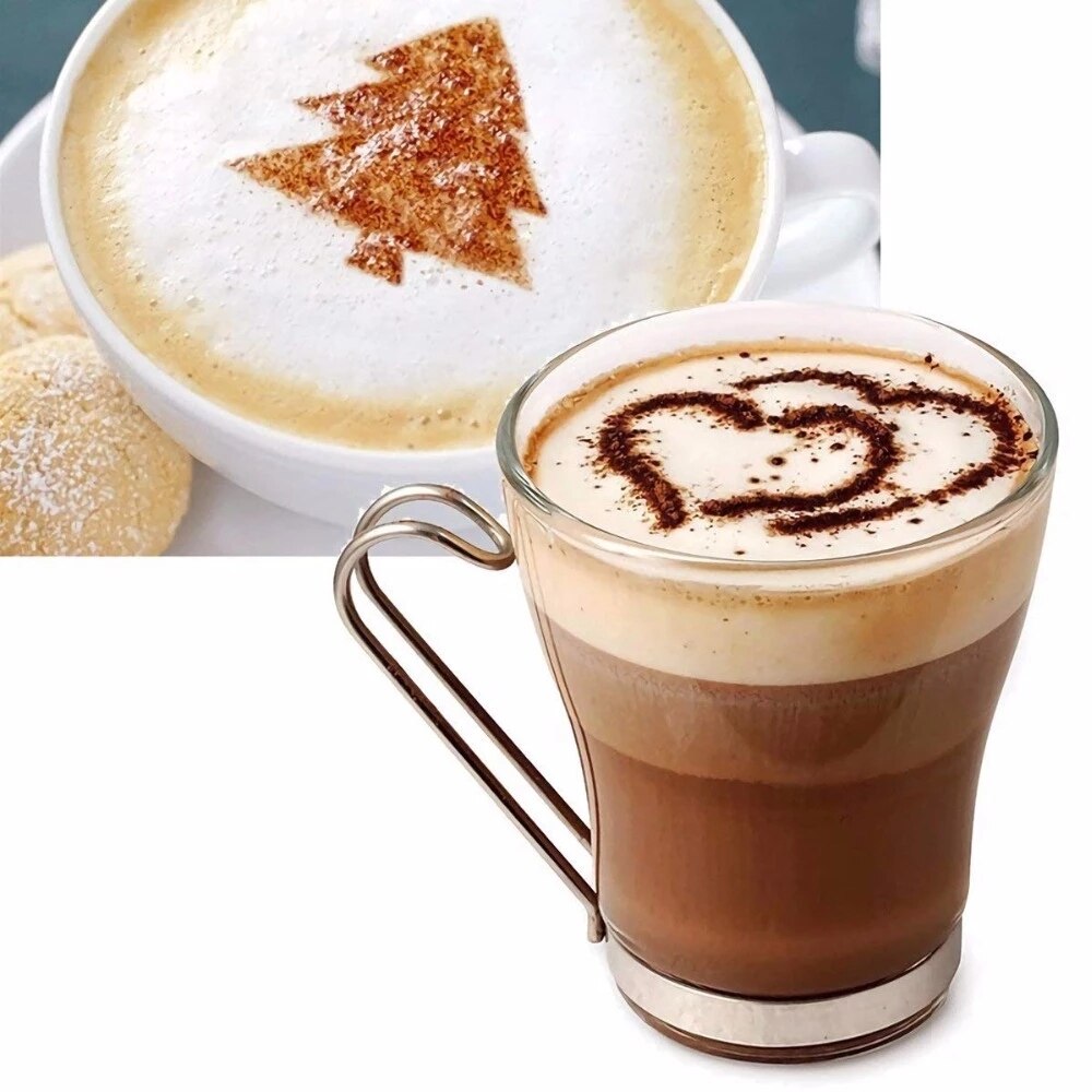 Moule à café en plastique, 16 pièces/ensemble, à fleurs, à Latte, à Cappuccino, décoration de gâteau, modèle