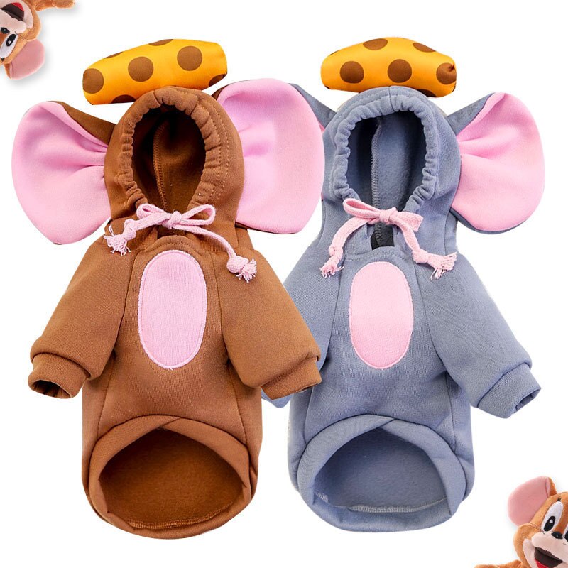 Mice Cosplay Dog Costume Funny Winter Warm Clothes For Small Dogs Cats Pet Dog Hooded Sweater Soft Puppy Clothes Pets Outfits