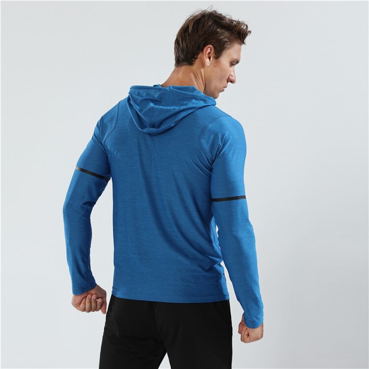 Herbst Winter Lauf Hemden Männer Sport Langarm Hoodies Sweatshirt Hoodies schlank passen Männlichen Fitnessstudio Ausbildung zur Seite fahren T-Shirt