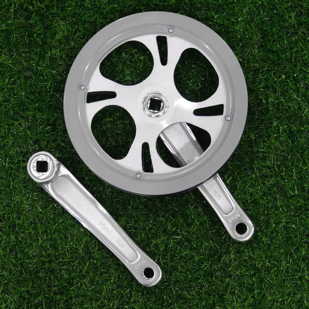 Juego de bielas de bicicleta 48T 170mm 152mm, juego de manivela de doble cubierta de plástico de velocidad única, piezas de rueda dentada de bicicleta plegable con orificio cuadrado