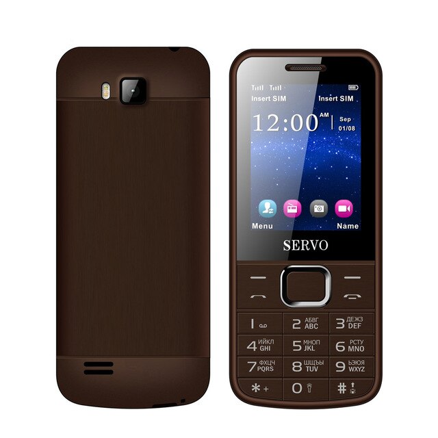 SERVO 225 Original Phone 2.4" Dual SIM Cards Mobile Phones GPRS Vibration Outside FM Radio Bluetooth Cellphone Russian Keyboard: Add Russian Keyboard / Brown