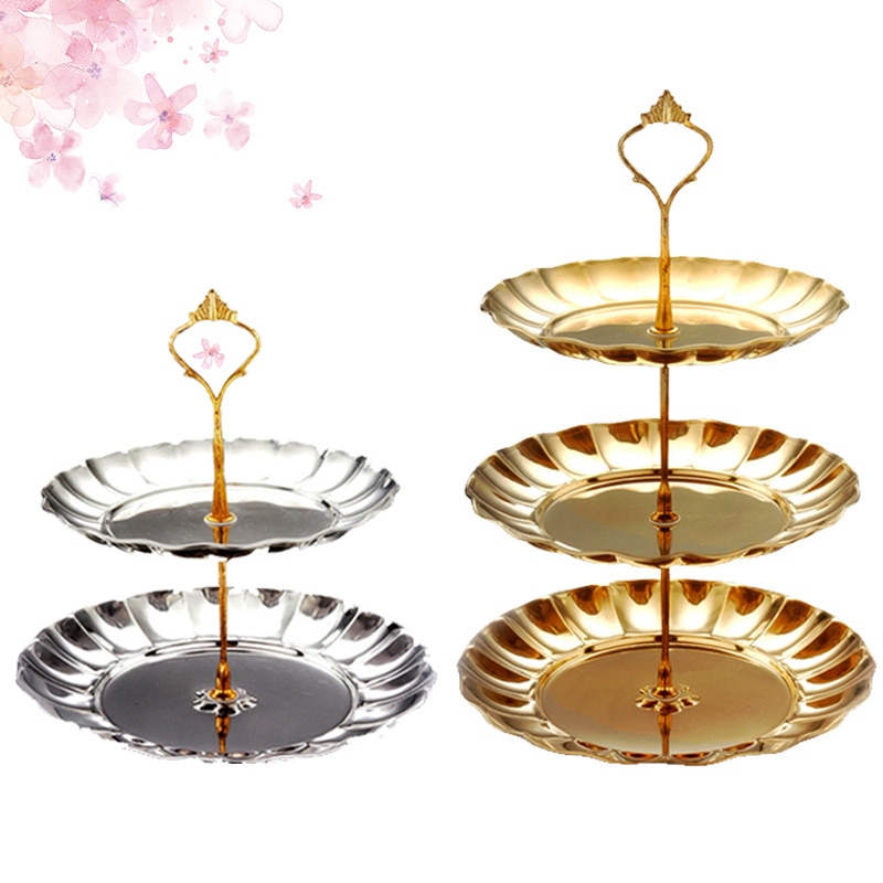 Tier Stainless Steel Cake Stand Afternoon Tea Wedding Plates Party Tableware Bakeware Cake Shop Three Layer Cake Rack ZM915