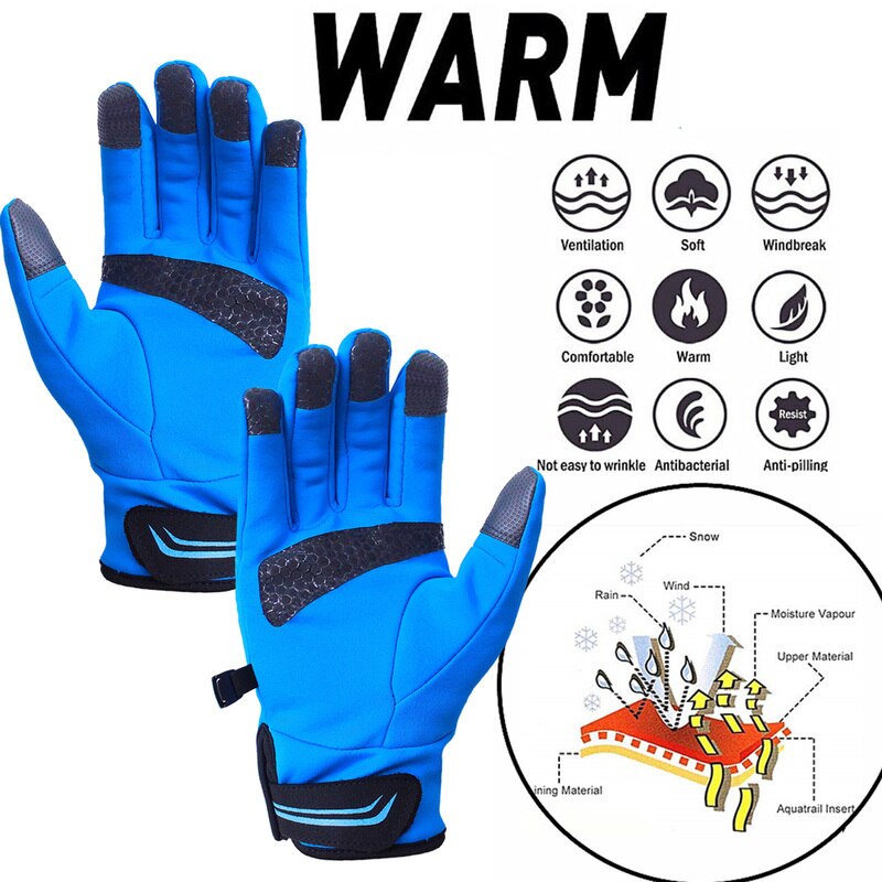 Verbeterde Pluis Warme Winter Handschoenen Waterdichte Touchscreen Anti Slip Voor Mannen Vrouwen Running Fietsen Voetbal Skiën