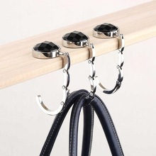 2pcs Portable Folding Round Crystal Alloy Purse Bag Handbag Holder Hook Desk Table Hanger Accessories For Office School Supplice