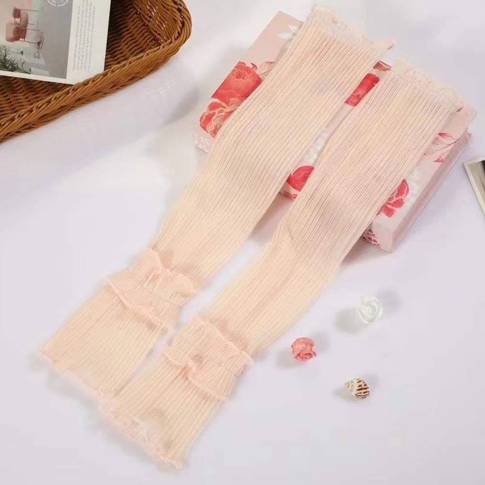 2022 Summer Long-Sleeve Sun Protection Gloves Women Mesh Lace UV Thin Breathable Cycling Driving Fingerless Arm Sleeves: apricot 1