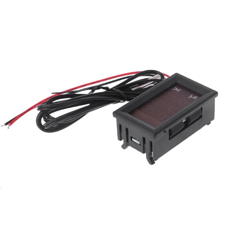 12V/24V Led Display Auto Voltage &amp; Water Temperatuurmeter Voltmeter Thermometer