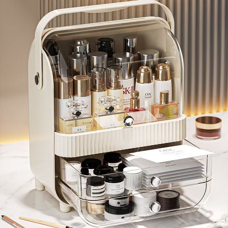 Pyłoszczelna gablota kosmetyczna robić przechowywania kosmetyków próżność Organizer z przezroczystą pokrywką Przenośne pudełko robić przechowywania kosmetyków na blacie