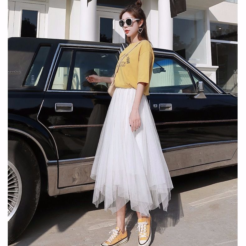 Zomer Half Lengte Elastische Rok Zwart Roze Mesh Rokken Voor Vrouwen Rok Kant Tule Bouffant Puffy Rok Mode Tutu Rokken