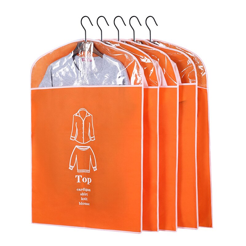 5Pcs/Set Closet Hanging Clothes Dust Cover Waterproof Garment Bag Wardrobe Suit Coat Dress Organizer