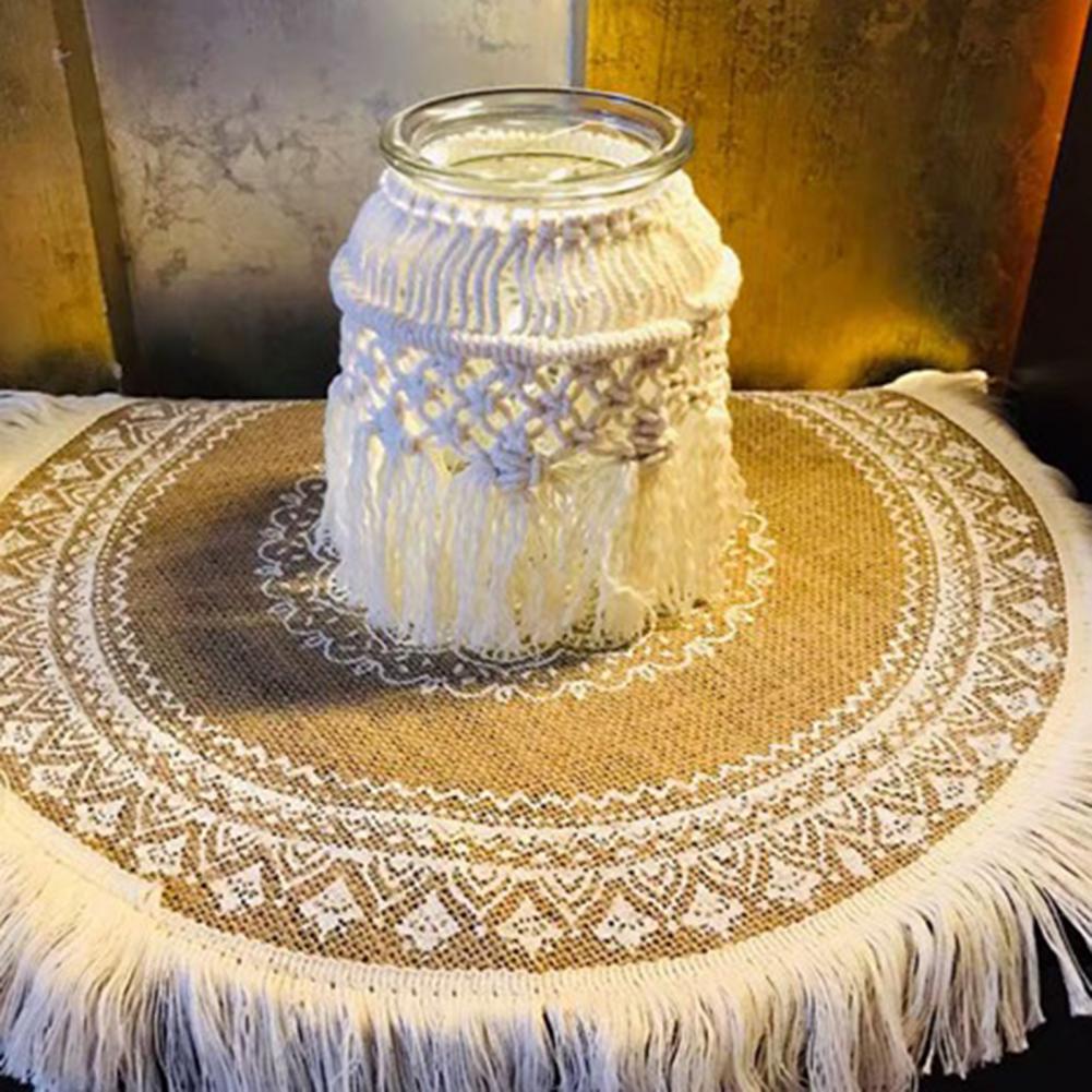 Katoen Linnen Tafel Mat Indiase Retro Patroon Kwastje Isolatie Antislip Placemat Kantoor Keuken Bekerhouder Mat Pad Decor