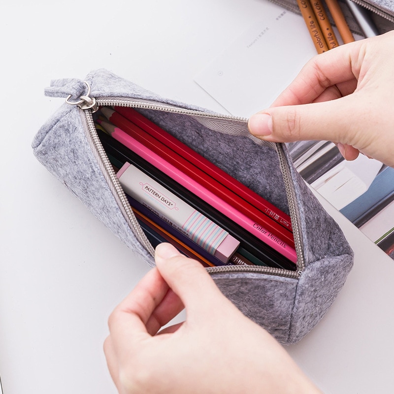 Smiple Effen Kleur Etui Zwart/grijs Pencilcase Estuches School Pennenbakje Potlood Tas Schoolbenodigdheden Student Briefpapier