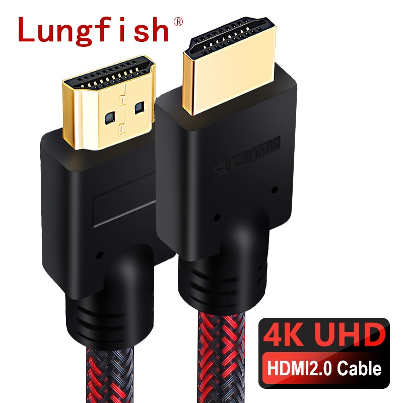 Lungfish Cable HDMI 2,0 4K 1080P 3D chapado en oro de alta velocidad 1m 2m 3m 5m 10m 15m 20m 25m para PS3 HDTV TV Mi caja para proyector portátil