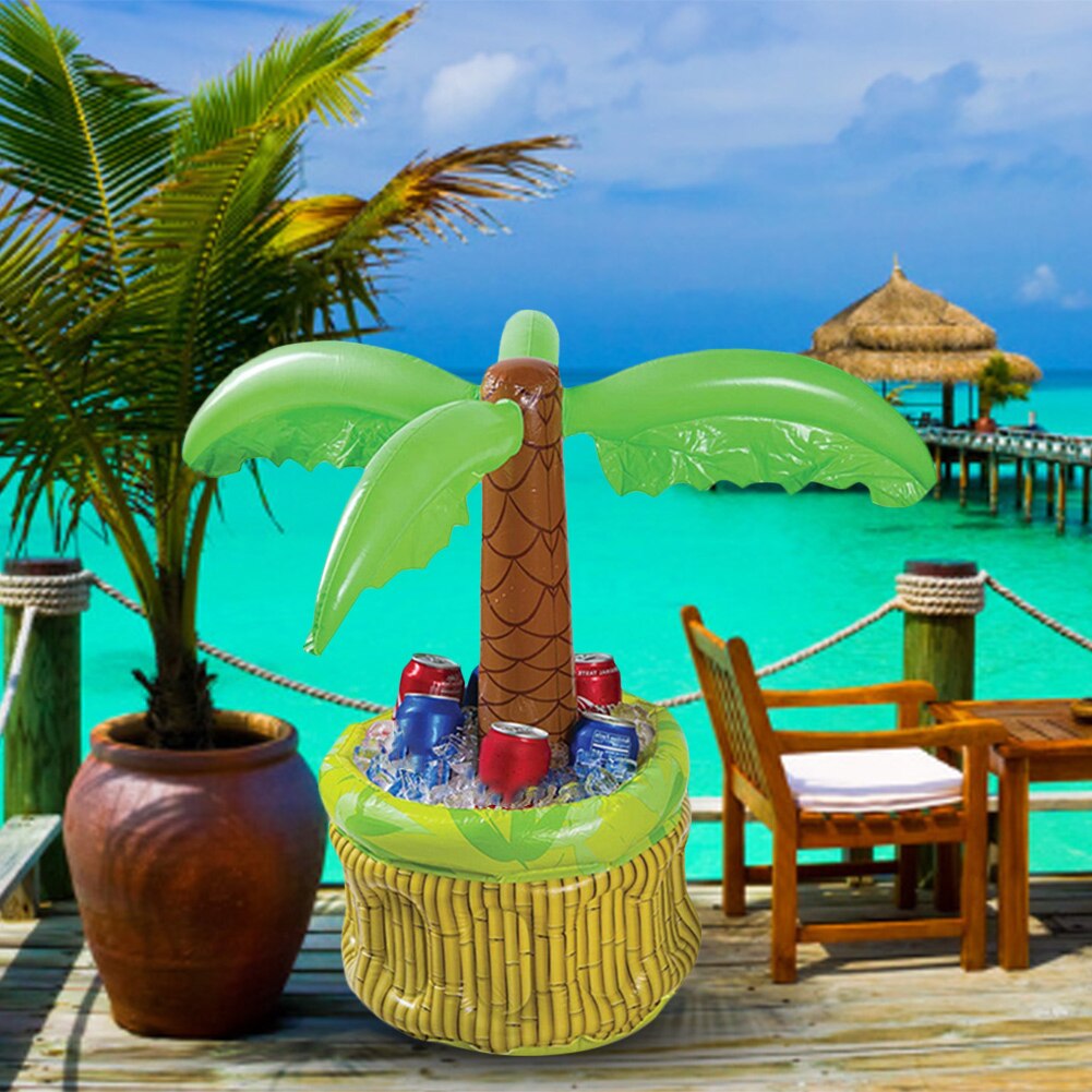 24inch Summer Swimming Pool Party Drinks Ice Bucket Coconut Palm Tree Inflatable Pool Float Beer Whiskey Drinking Cooler