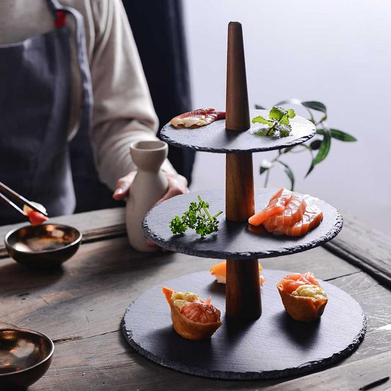 3 Tier Cake Tray Anti-slip Cupcake Sushi Dessert Display Stand Serving Platter